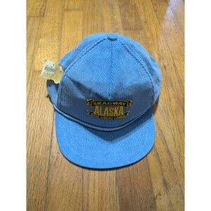 Vintage Alaska The Great Land Corduroy Trucker Light Blue Hat Cap Adjustable